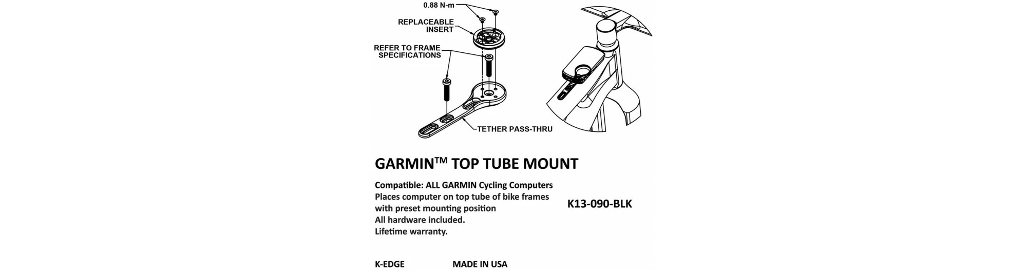 K-Edge Accessoires GPS , Support Top Tube Mount Garmin 3 K-Edge Accessoires GPS , Support Top Tube Mount Garmin – Image 3